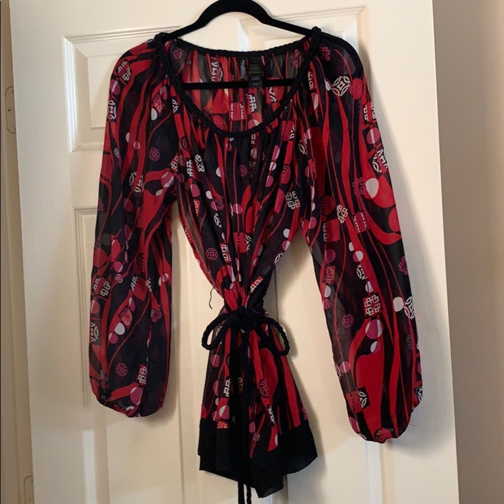 Red, pink and black tunic